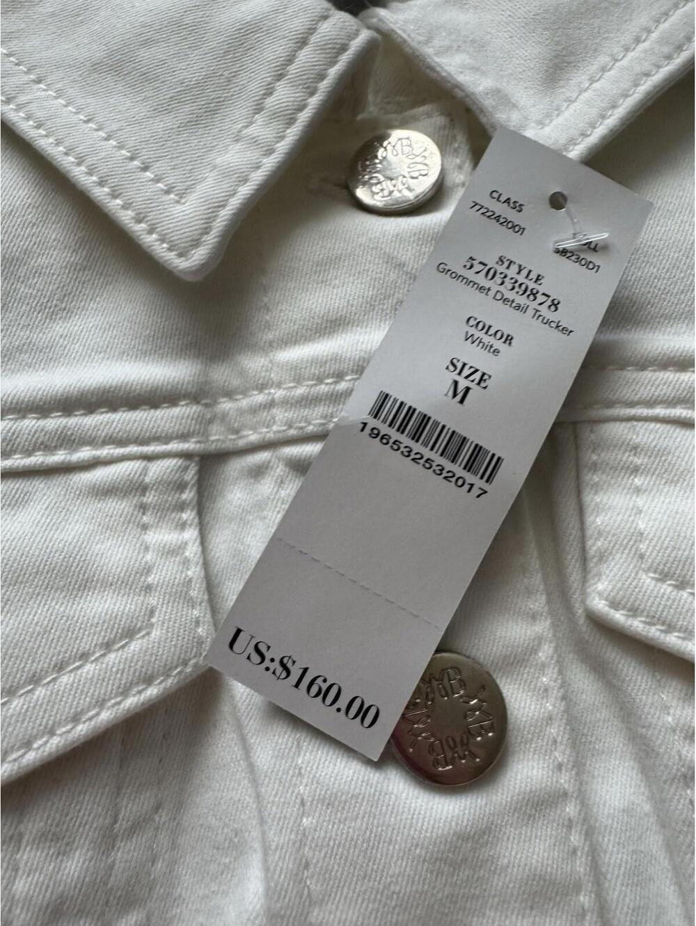 WHBM Women’s Grommet Detail Trucker White Jacket Size M $160 - Picture 3 of 7